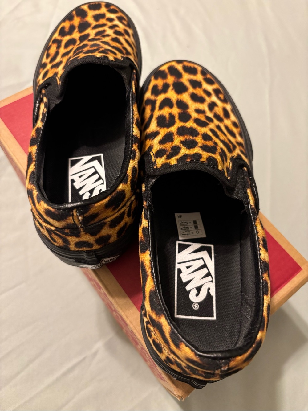 Vans Leopard Print Slip-On Sneakers with Black Soles - Picture 2 of 6